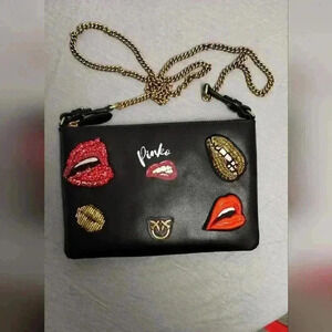 PINKO mini love purse lips patches limited edition crossbody bag NWT